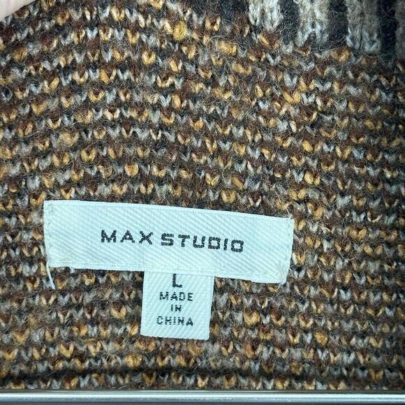 Max Studio Eyelash Tribal Brown‎ Blazer Sweater Large - Picture 3 of 6
